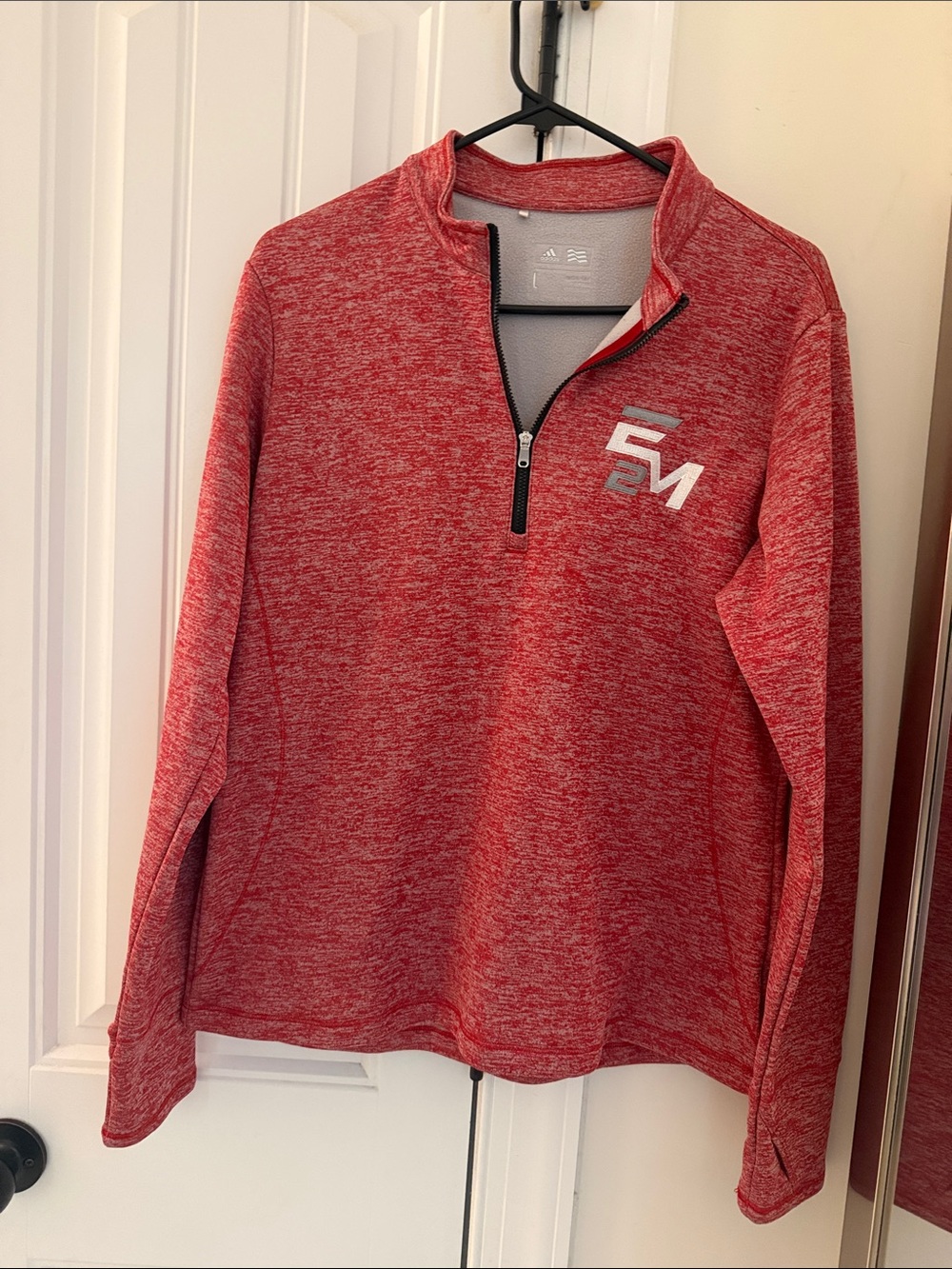 adidas Red Heather Quarter-Zip Pullover Sweatshirt